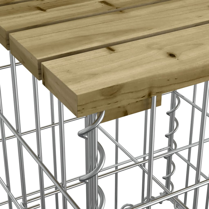 havebænk med gabiondesign 33x31x42 cm imprægneret fyrretræ
