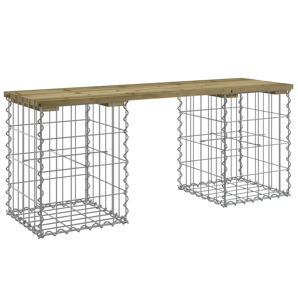 havebænk med gabiondesign 103x31x42 cm imprægneret fyrretræ