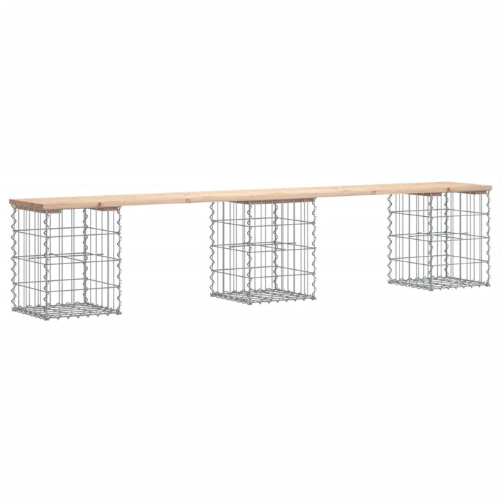 havebænk med gabiondesign 203x31x42 cm massivt fyrretræ