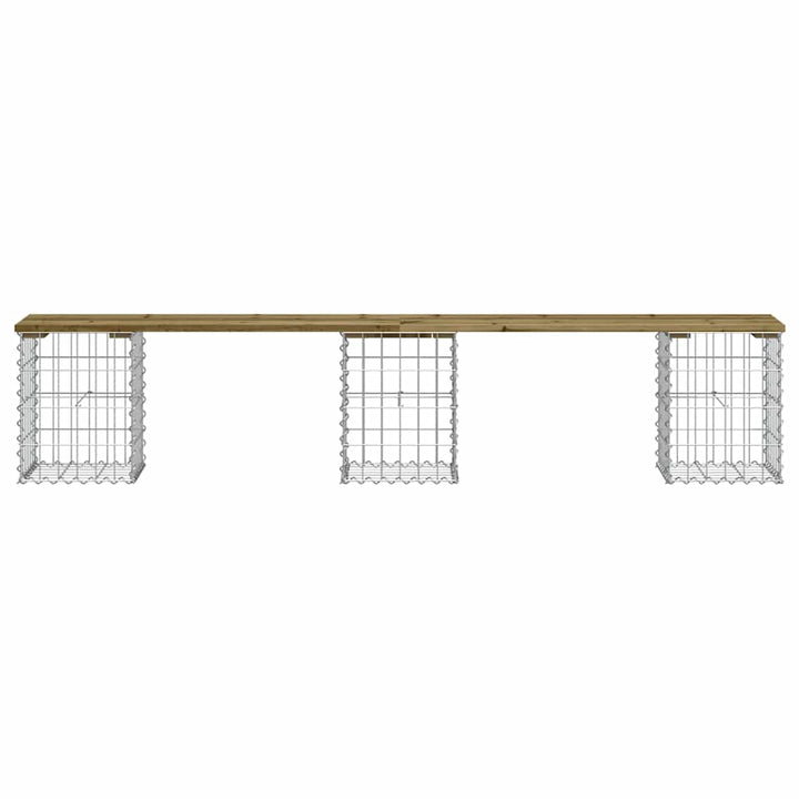 havebænk med gabiondesign 203x31x42 cm imprægneret fyrretræ