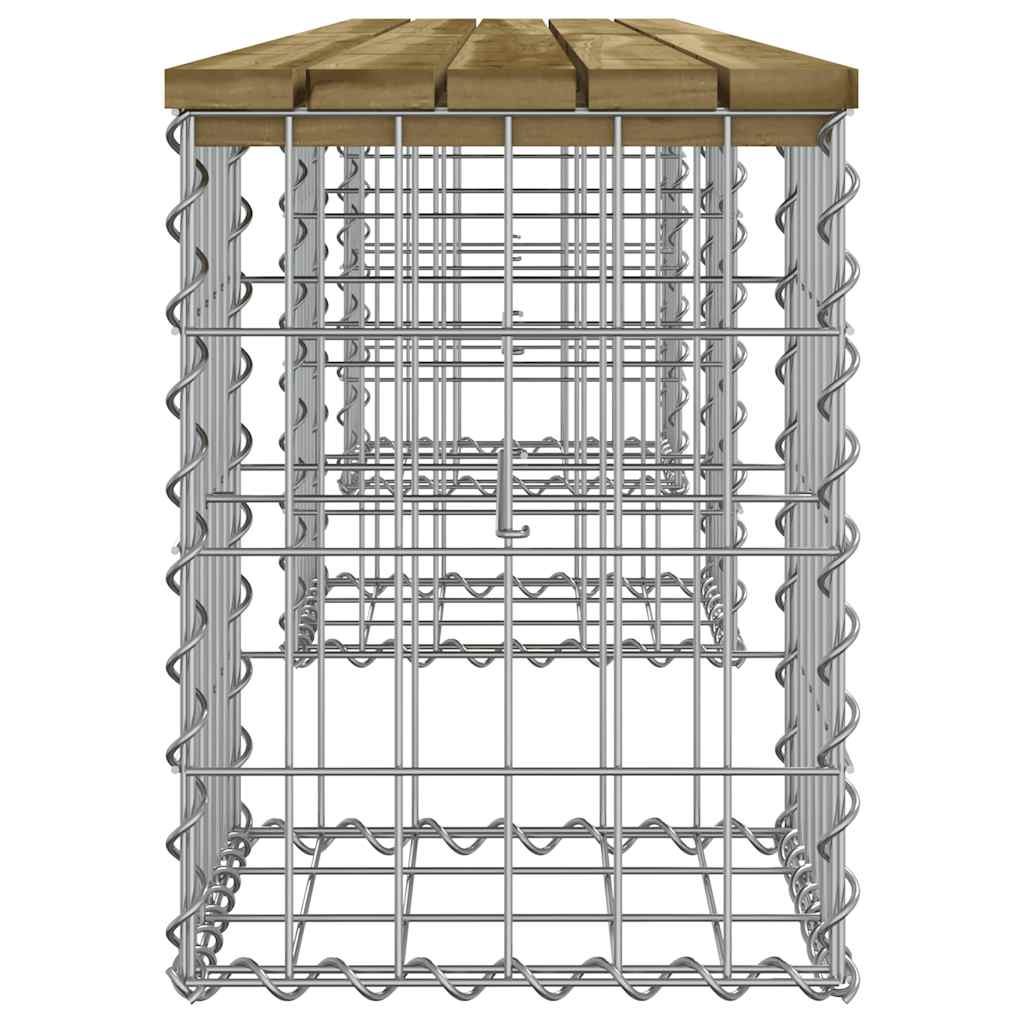 havebænk med gabiondesign 203x31x42 cm imprægneret fyrretræ