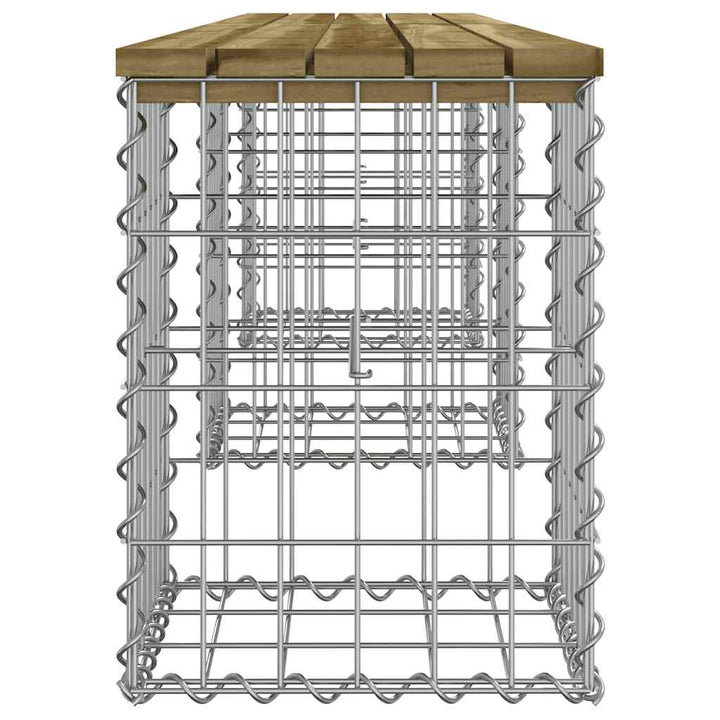 havebænk med gabiondesign 203x31x42 cm imprægneret fyrretræ