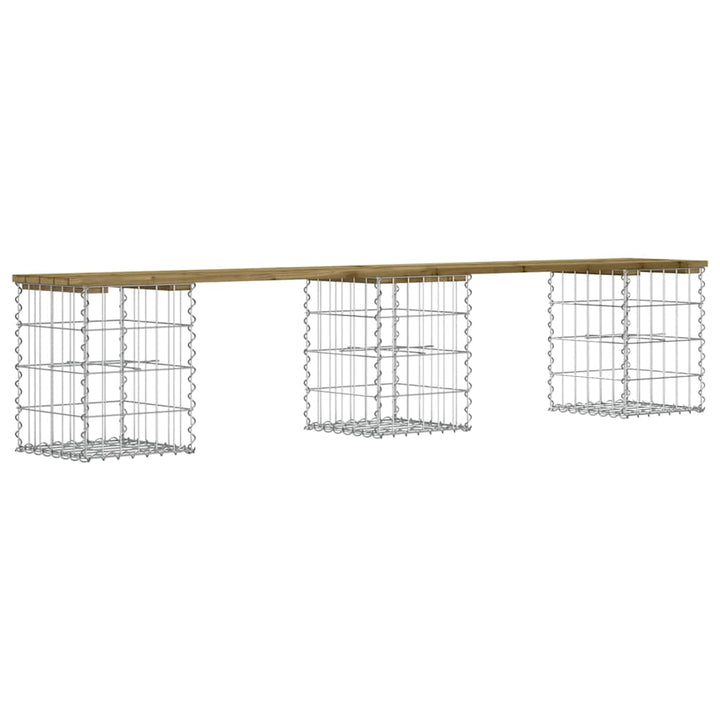 havebænk med gabiondesign 203x31x42 cm imprægneret fyrretræ