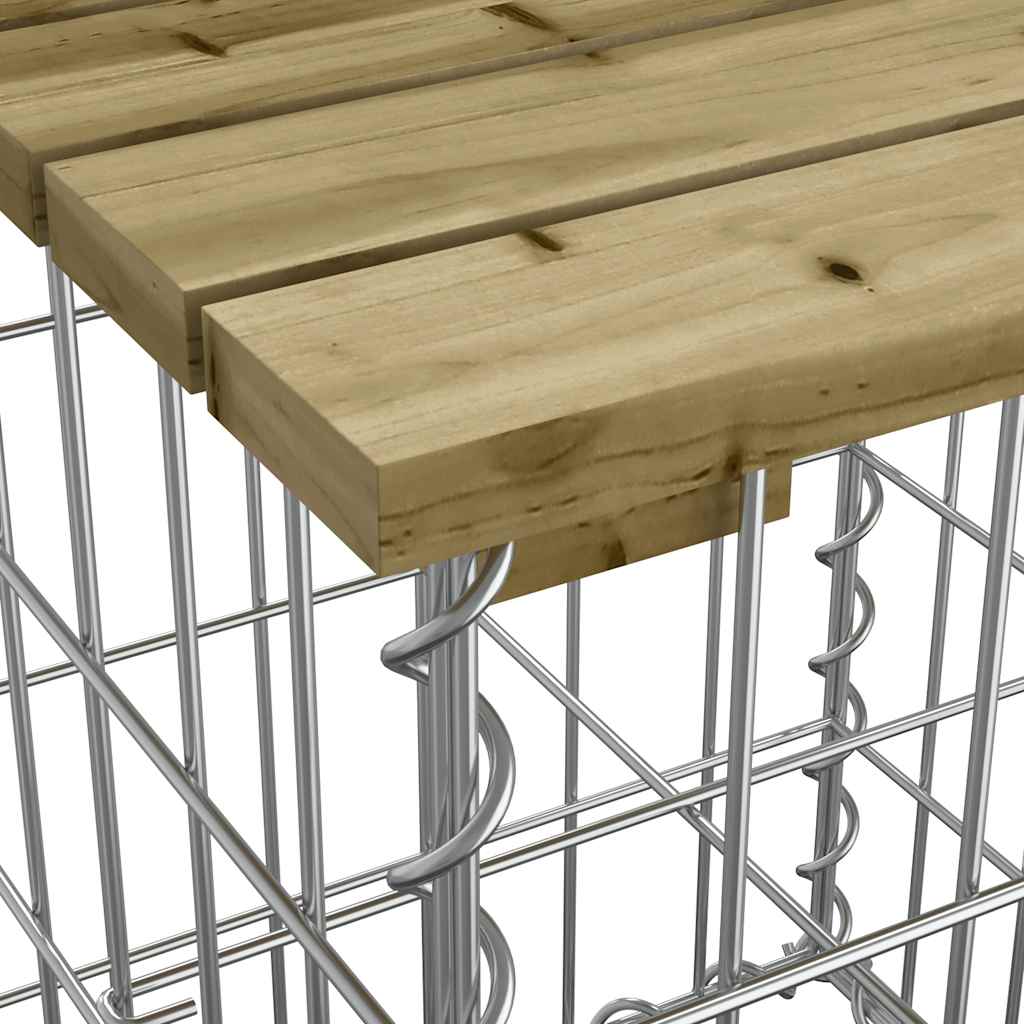 havebænk med gabiondesign 203x31x42 cm imprægneret fyrretræ