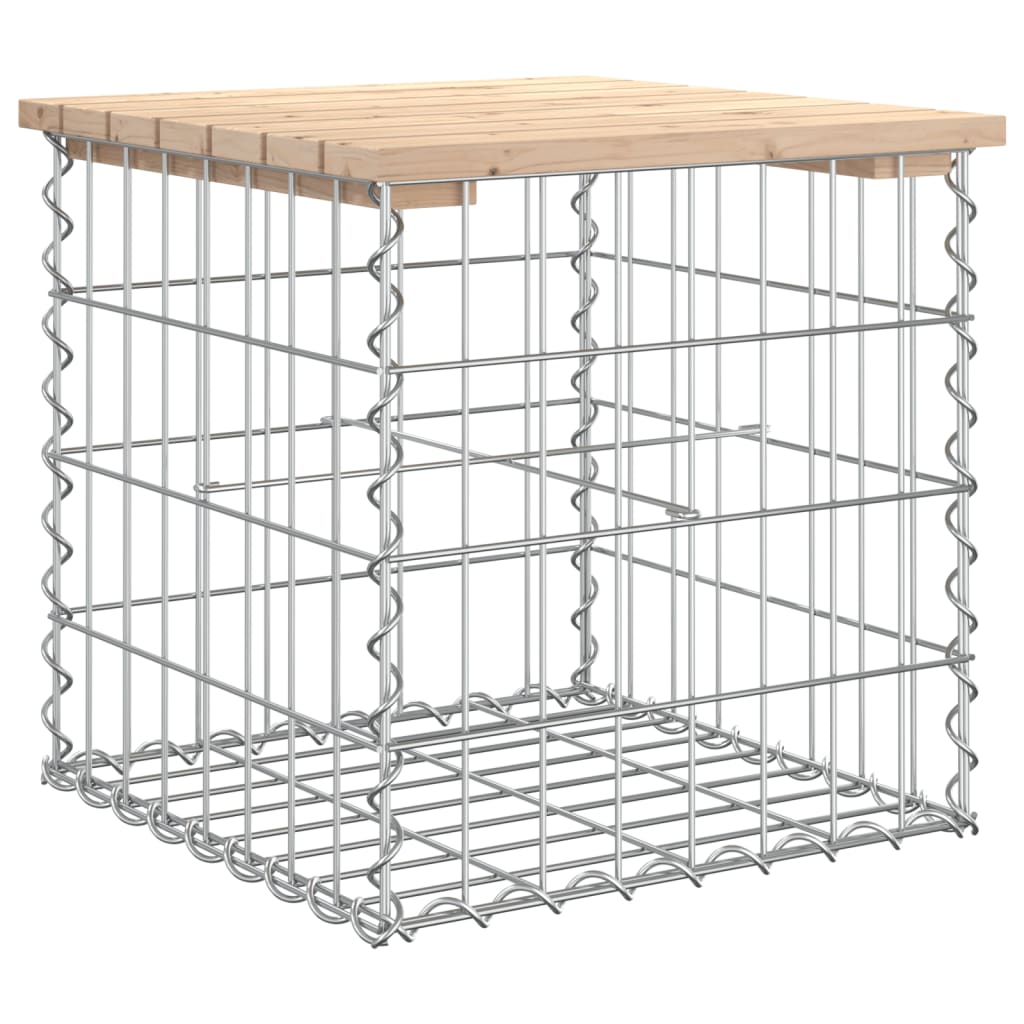 havebænk med gabiondesign 43x44x42 cm massivt fyrretræ