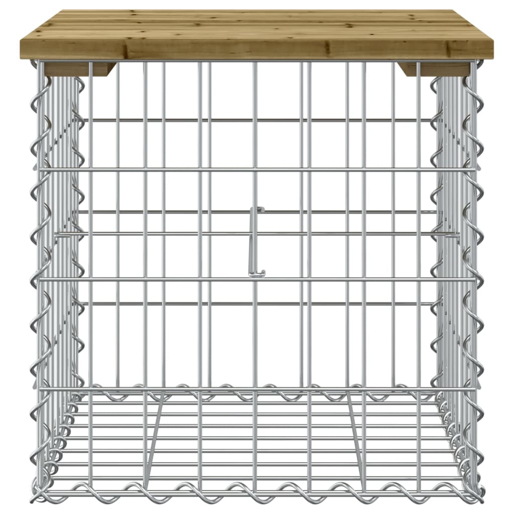 havebænk med gabiondesign 43x44x42 cm imprægneret fyrretræ