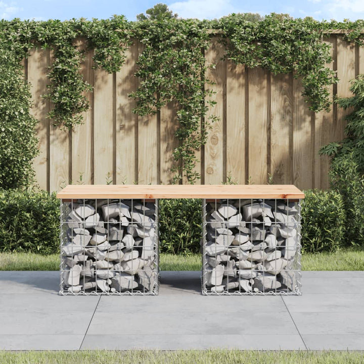havebænk med gabiondesign 103x44x42 cm massivt fyrretræ