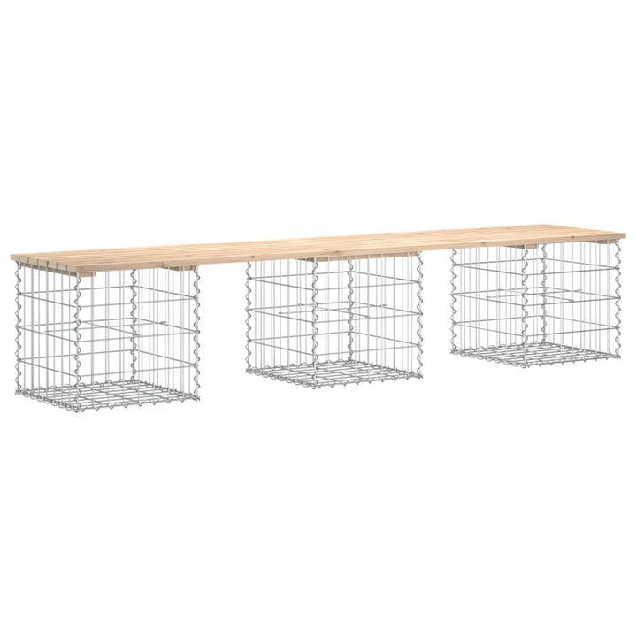 havebænk med gabiondesign 203x44x42 cm massivt fyrretræ