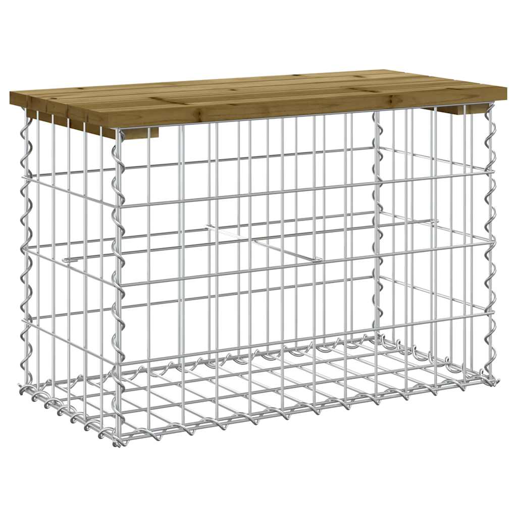 havebænk med gabiondesign 63x31,5x42 cm imprægneret fyrretræ