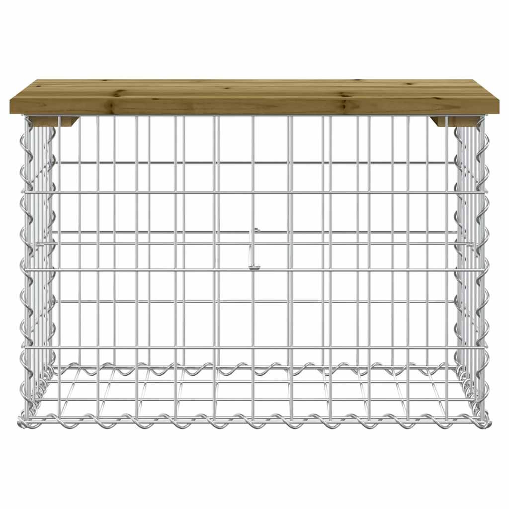 havebænk med gabiondesign 63x31,5x42 cm imprægneret fyrretræ