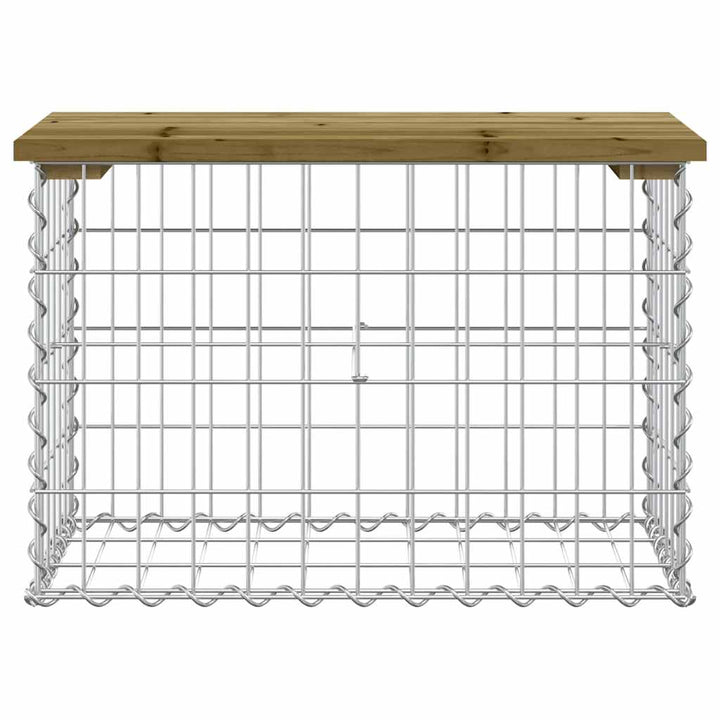 havebænk med gabiondesign 63x31,5x42 cm imprægneret fyrretræ