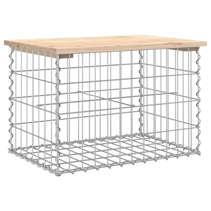 havebænk med gabiondesign 63x44x42 cm massivt fyrretræ