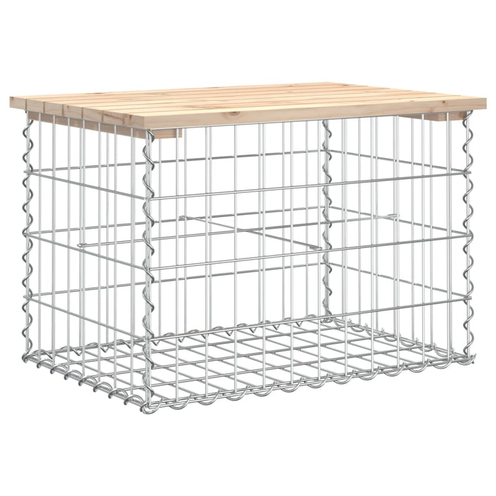havebænk med gabiondesign 63x44x42 cm massivt fyrretræ