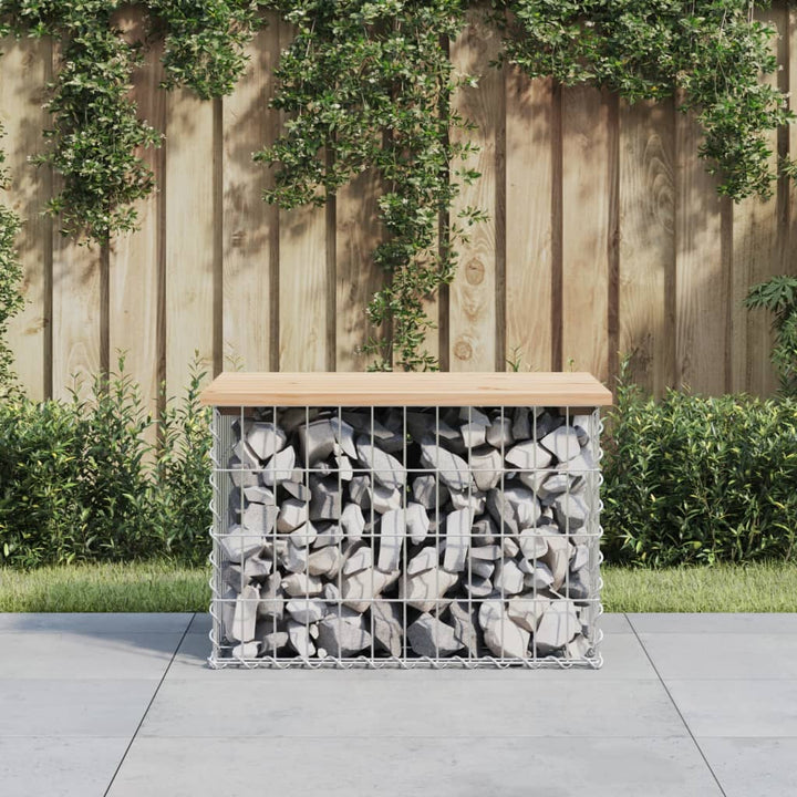 havebænk med gabiondesign 63x44x42 cm massivt fyrretræ