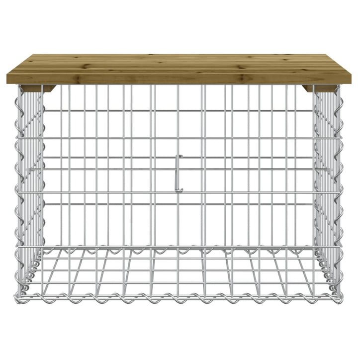 havebænk med gabiondesign 63x44x42 cm imprægneret fyrretræ
