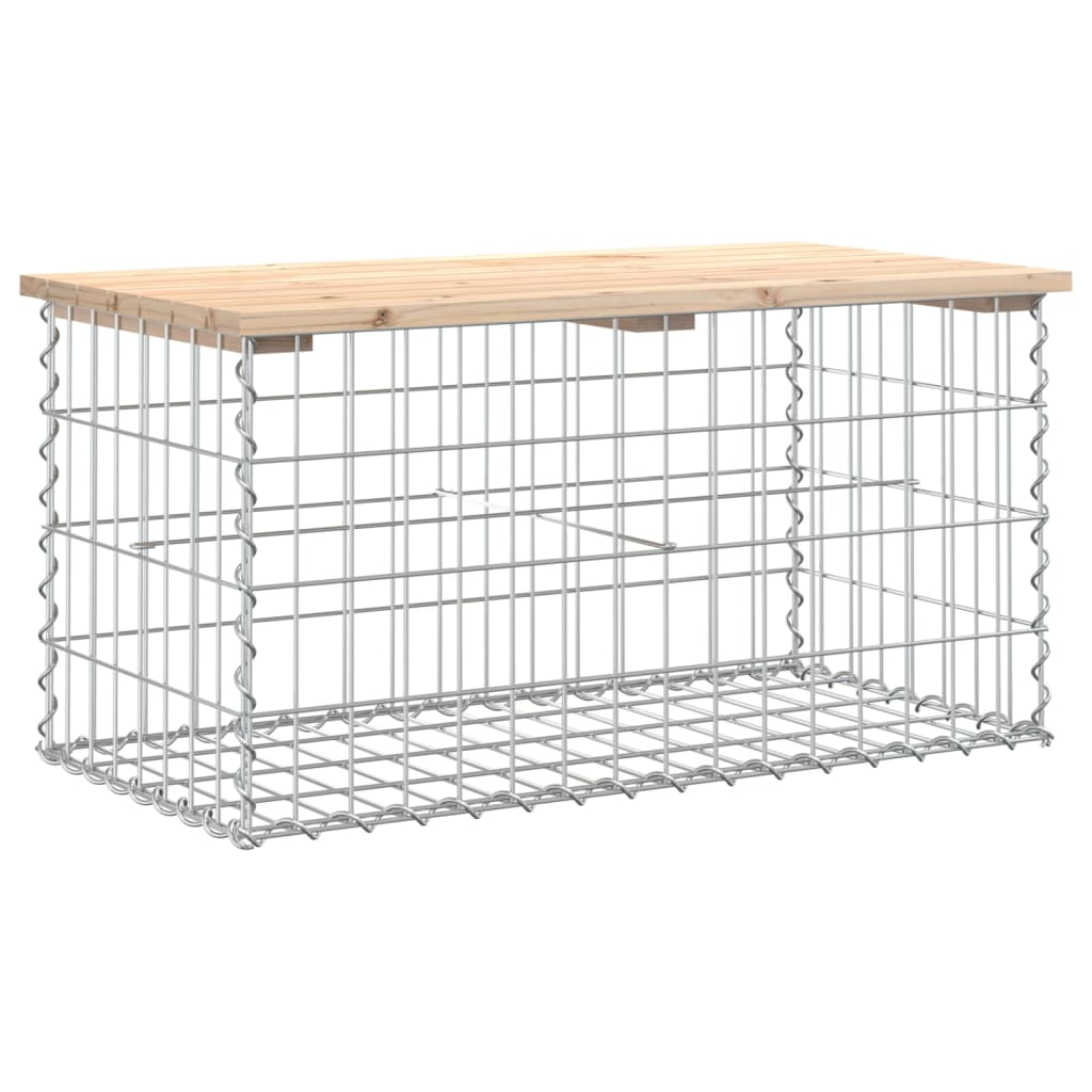 havebænk med gabiondesign 83x44x42 cm massivt fyrretræ