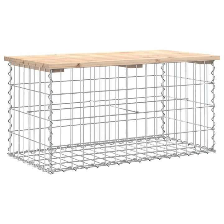 havebænk med gabiondesign 83x44x42 cm massivt fyrretræ