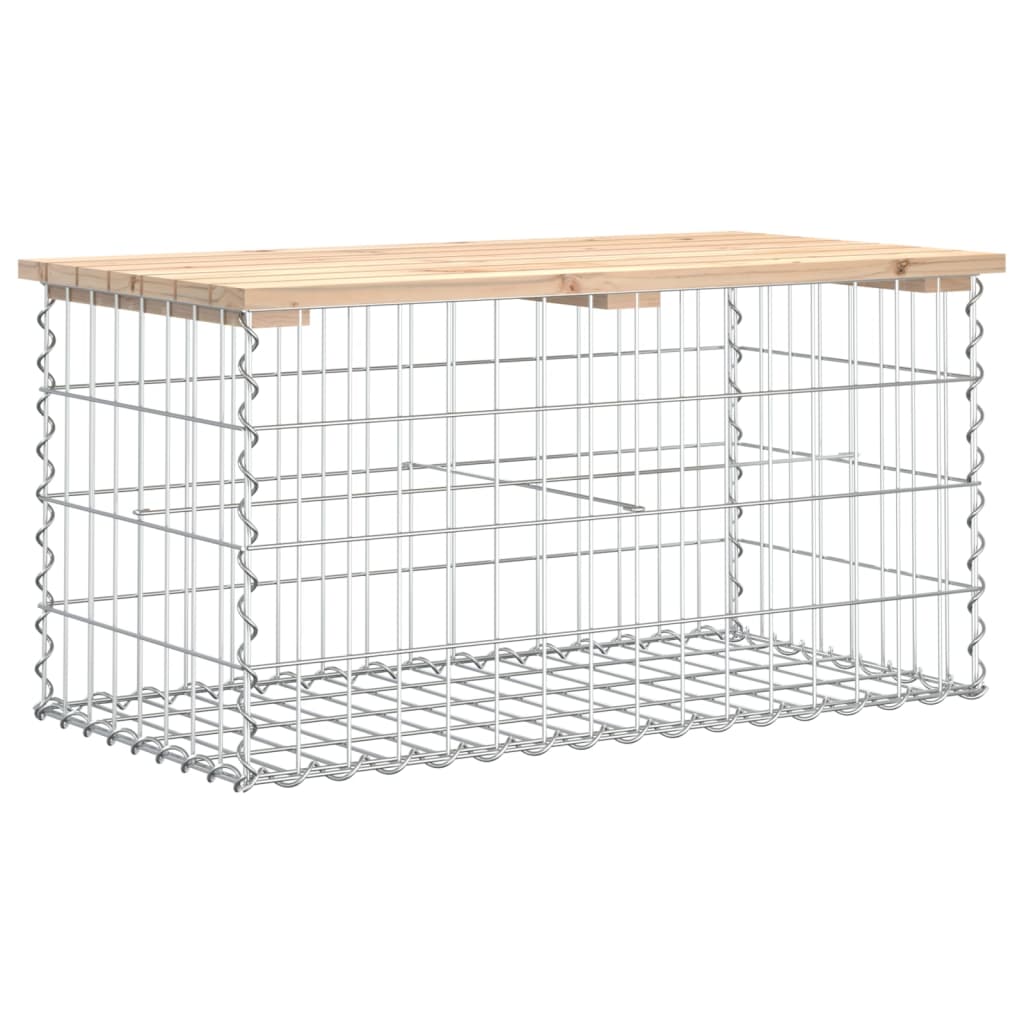 havebænk med gabiondesign 83x44x42 cm massivt fyrretræ