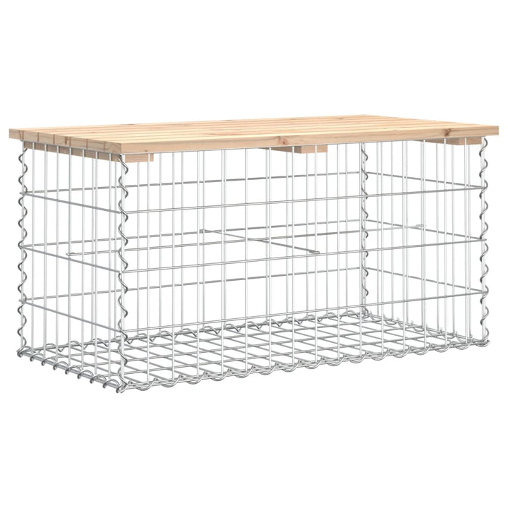havebænk med gabiondesign 83x44x42 cm massivt fyrretræ