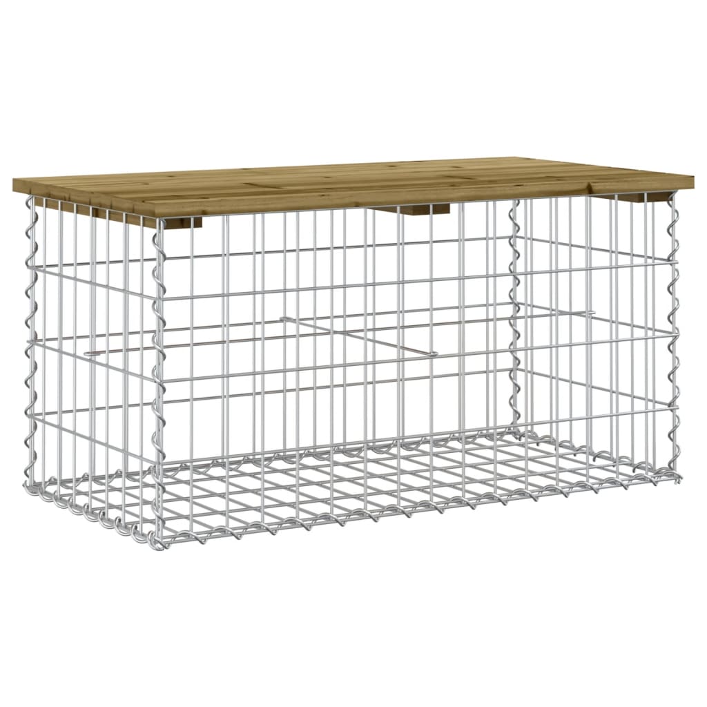 havebænk med gabiondesign 83x44x42 cm imprægneret fyrretræ