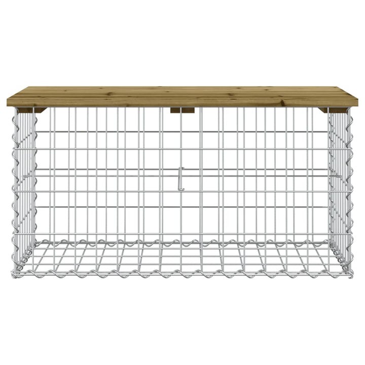 havebænk med gabiondesign 83x44x42 cm imprægneret fyrretræ