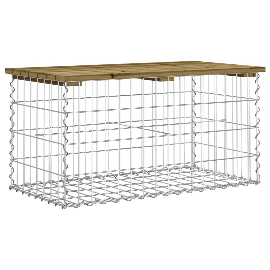 havebænk med gabiondesign 83x44x42 cm imprægneret fyrretræ