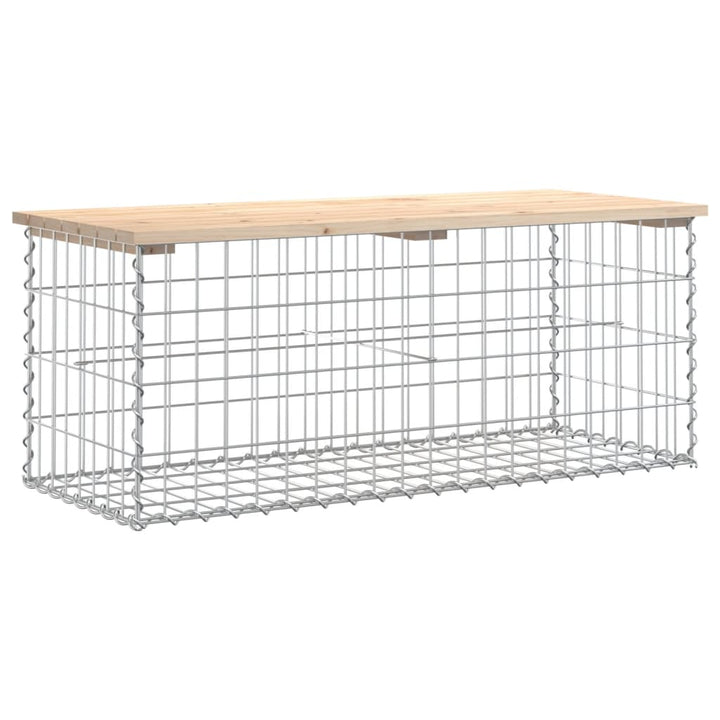 havebænk med gabiondesign 103x44x42 cm massivt fyrretræ