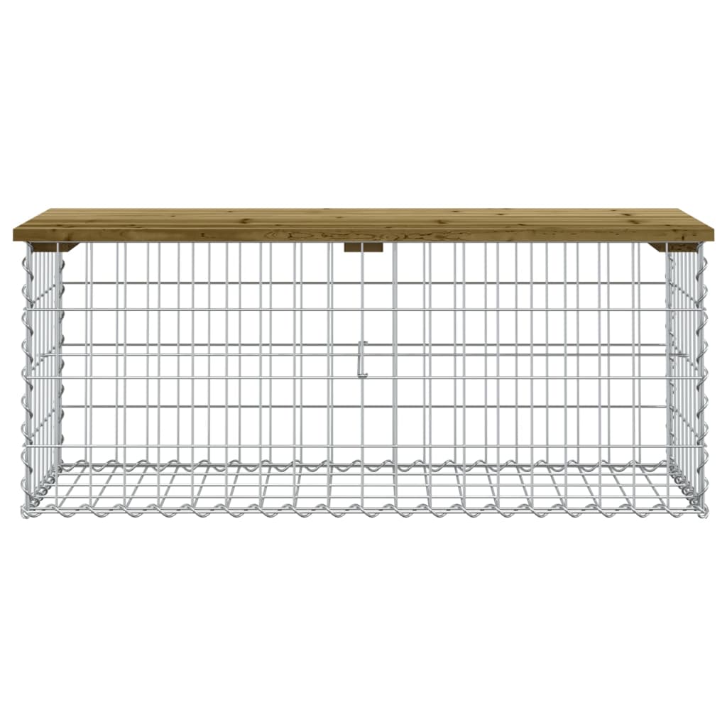 havebænk med gabiondesign 103x44x42 cm imprægneret fyrretræ