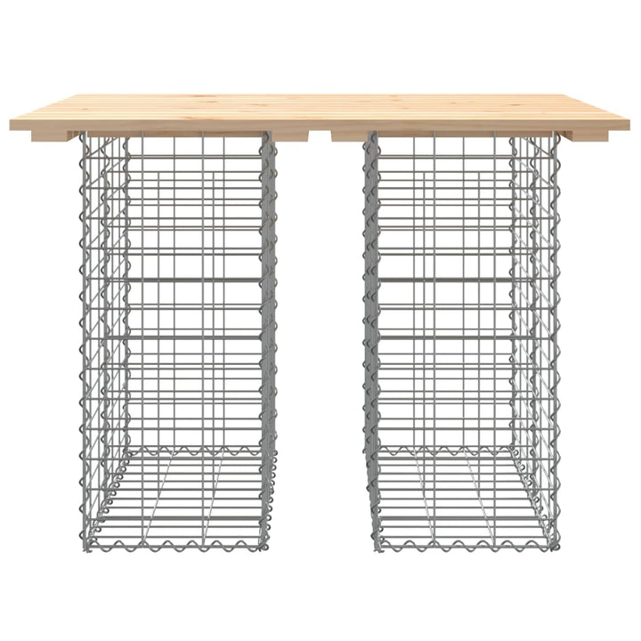 havebord gabiondesign 100x70x72 cm massivt træ fyrretræ