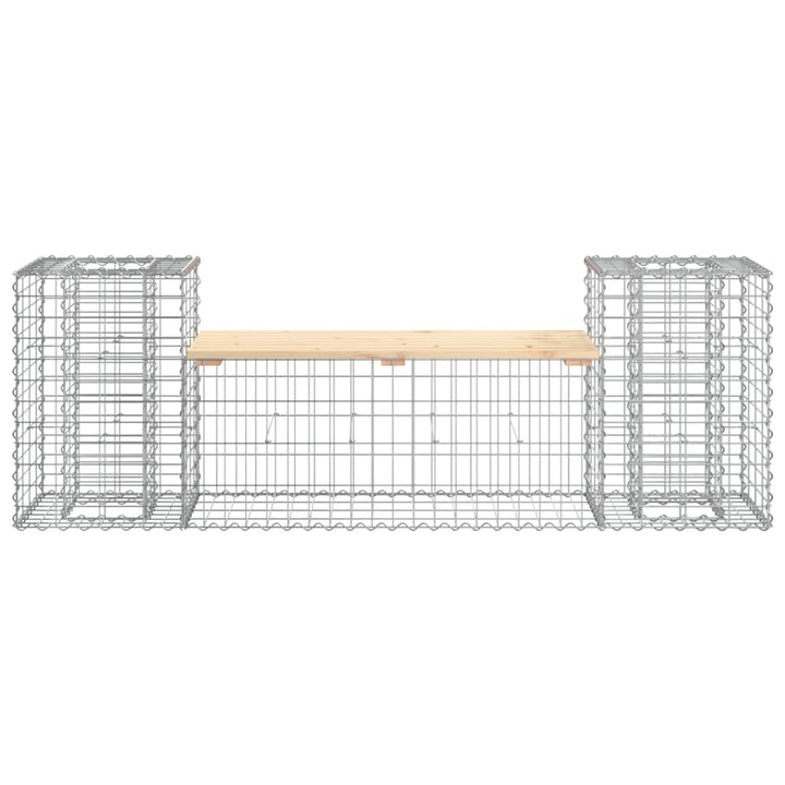 havebænk med gabiondesign 183x41x60,5 cm massivt fyrretræ