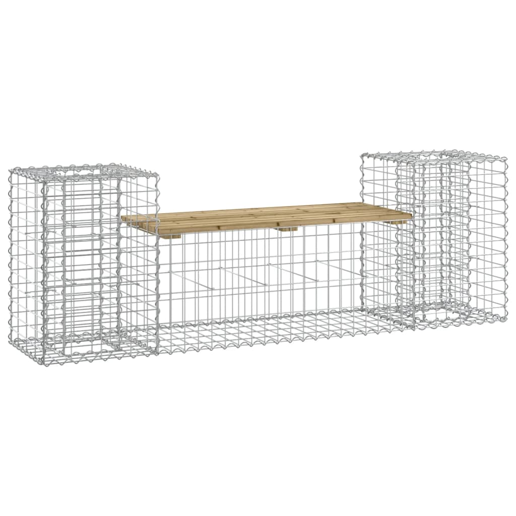 havebænk med gabiondesign 183x41x60,5 cm imprægneret fyrretræ