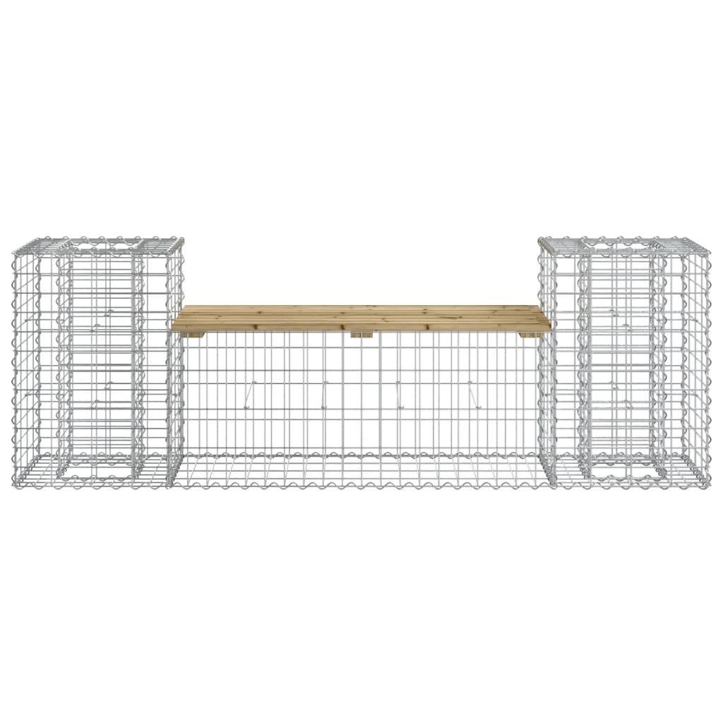 havebænk med gabiondesign 183x41x60,5 cm imprægneret fyrretræ