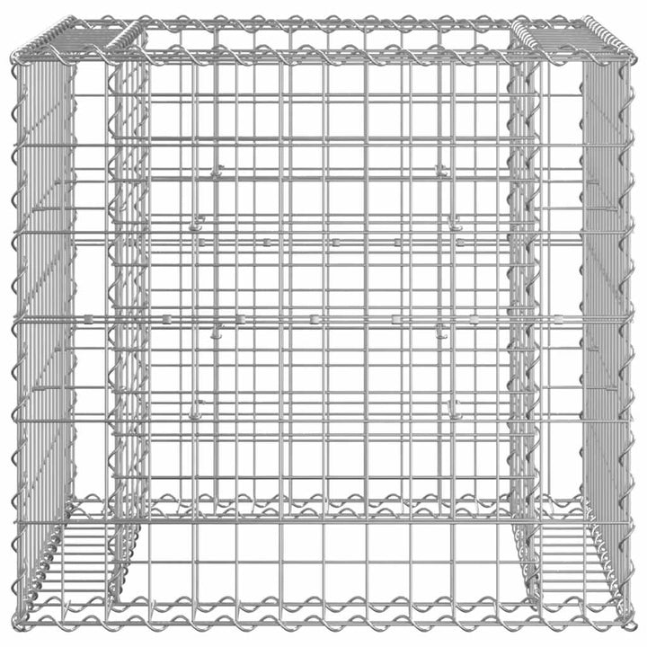 havebænk med gabionkurv massivt fyrretræ