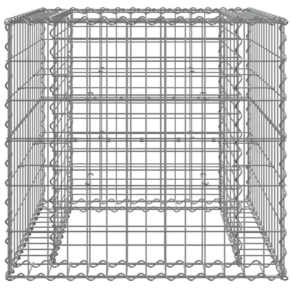 gabionkurv 70x70x65 cm galvaniseret jern sølvfarvet