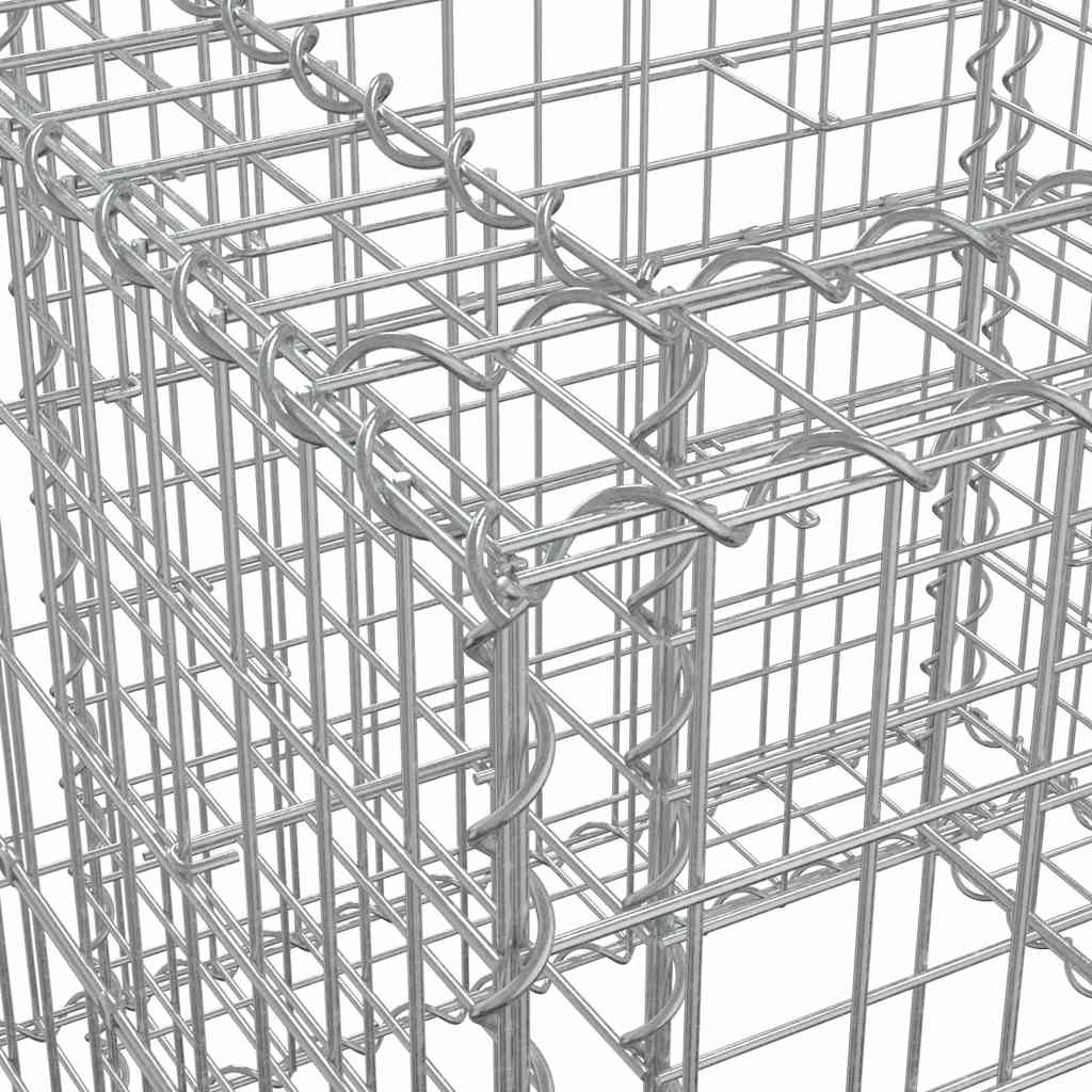 gabionkurv 70x70x65 cm galvaniseret jern sølvfarvet