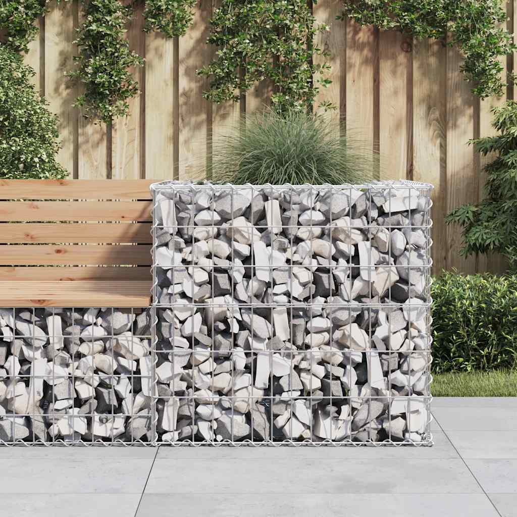 gabionkurv 70x70x65 cm galvaniseret jern sølvfarvet