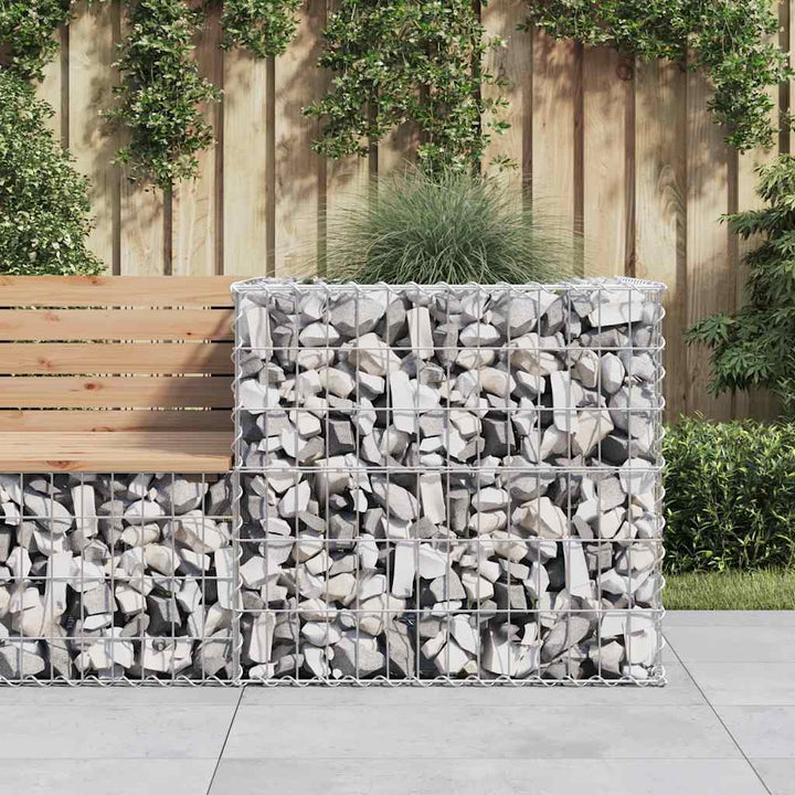 gabionkurv 70x70x65 cm galvaniseret jern sølvfarvet