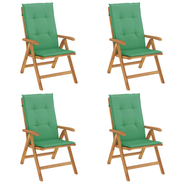 Klapstole med hynder, 4 stk. massivt teaktræ