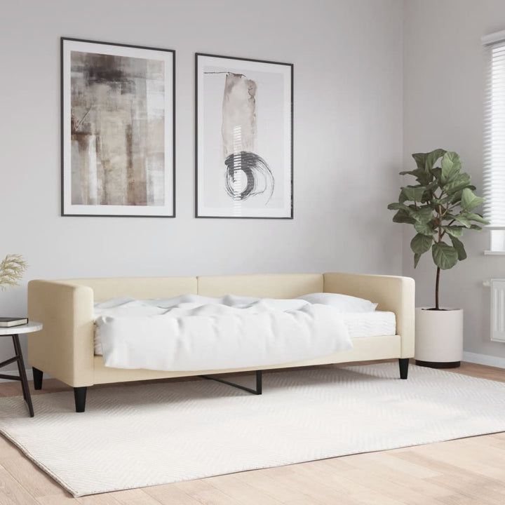 daybed med madras 80x200 cm stof cremefarvet