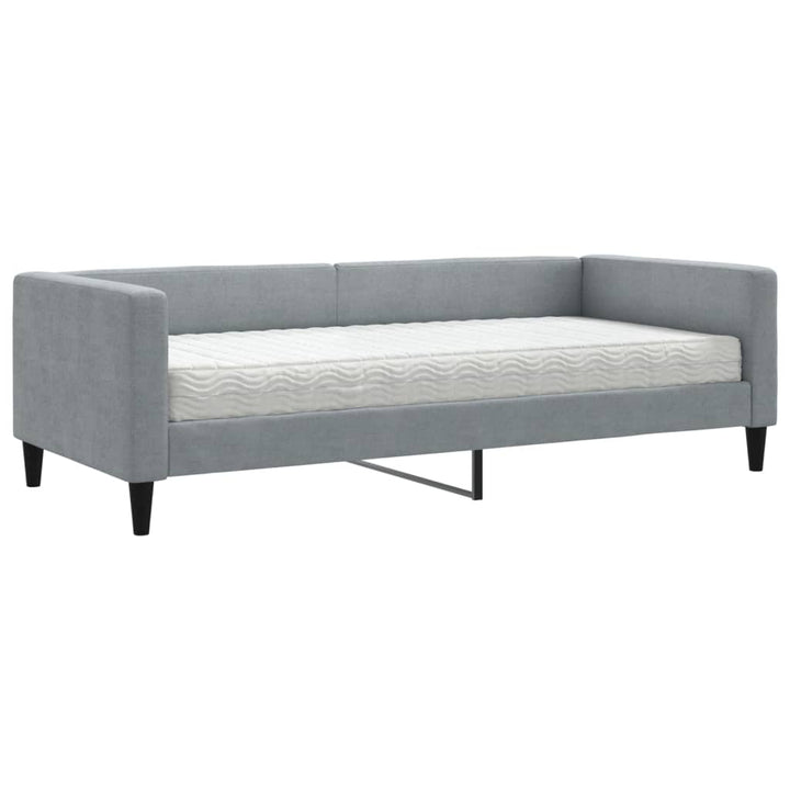 daybed med madras 90x200 cm stof lysegrå