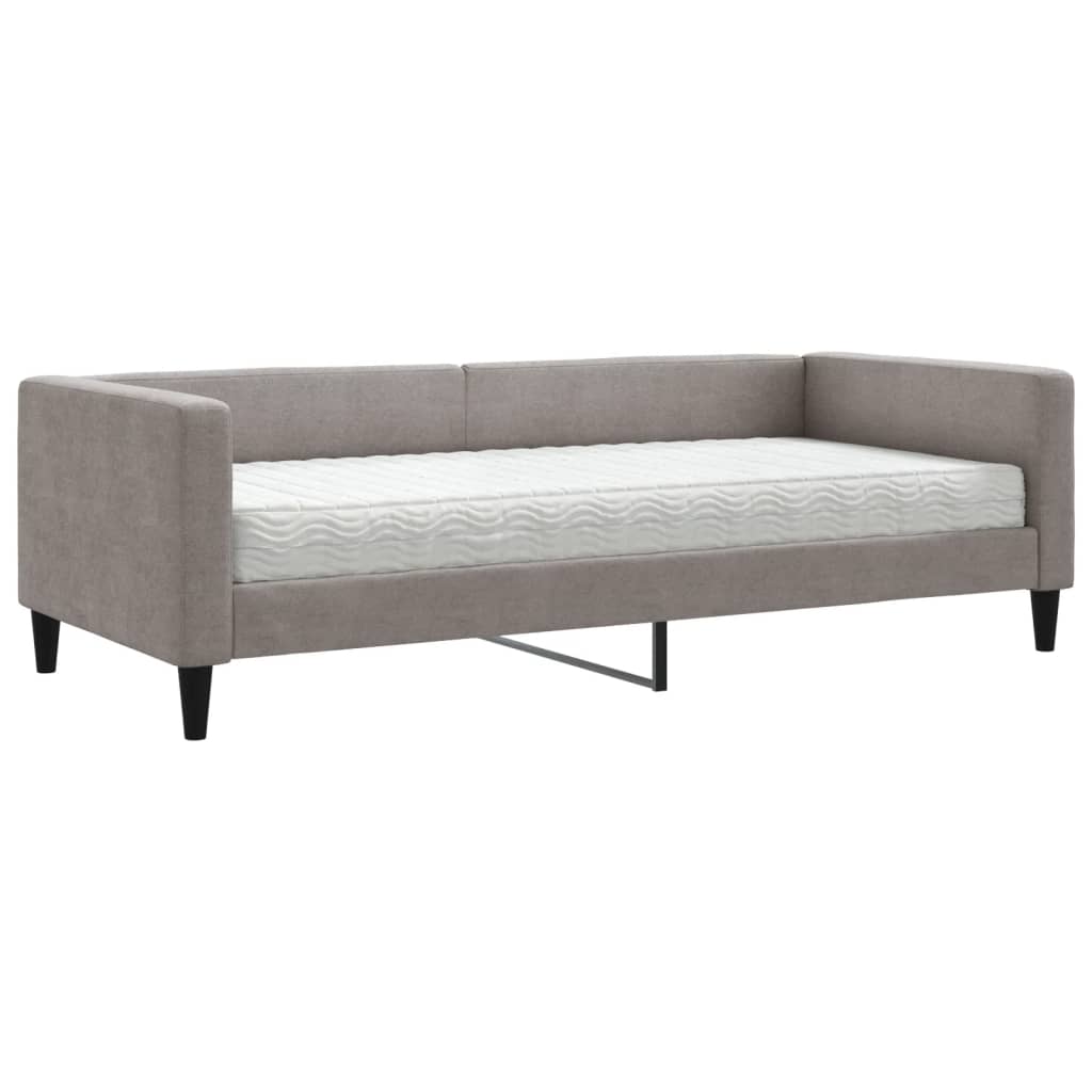 daybed med madras 90x200 cm stof gråbrun