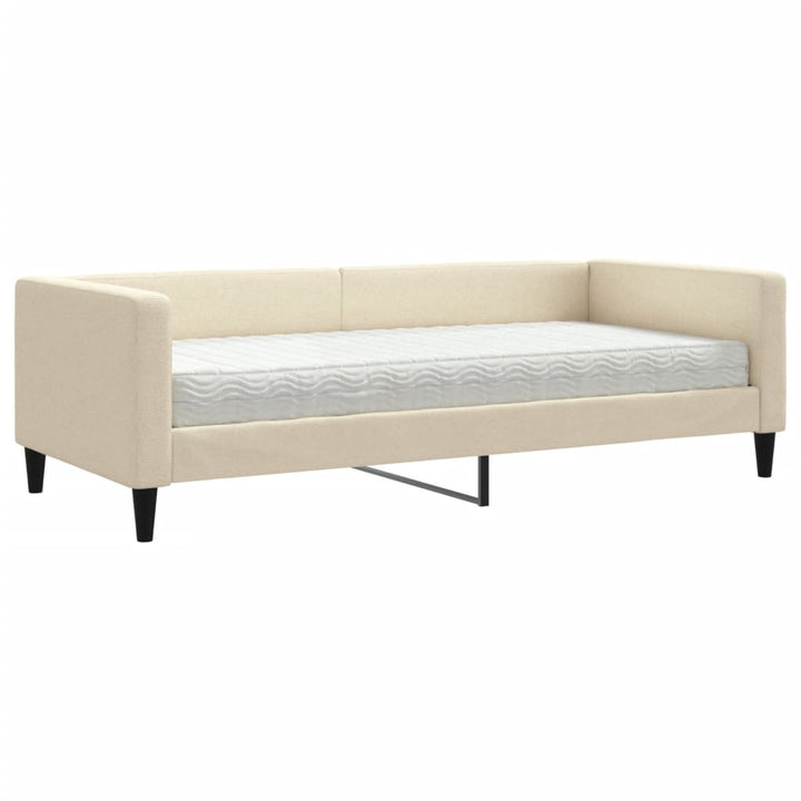 daybed med madras 90x200 cm stof cremefarvet
