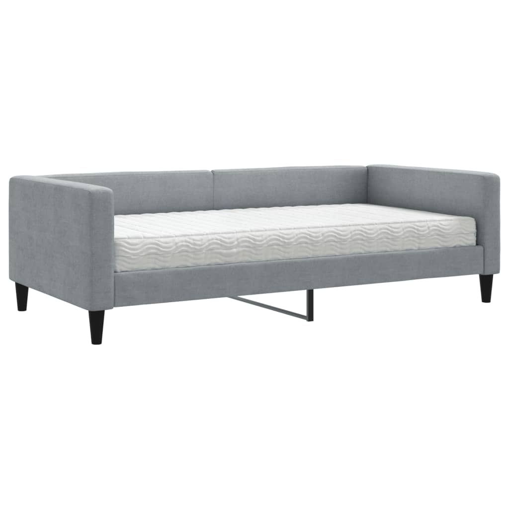 daybed med madras 100x200 cm stof lysegrå