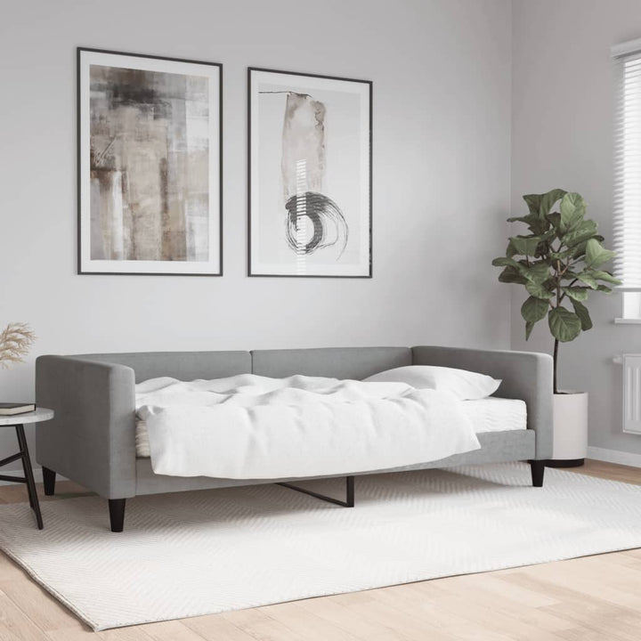 daybed med madras 100x200 cm stof lysegrå