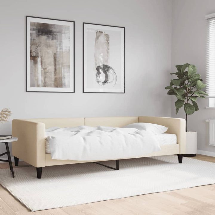 daybed med madras 100x200 cm stof cremefarvet