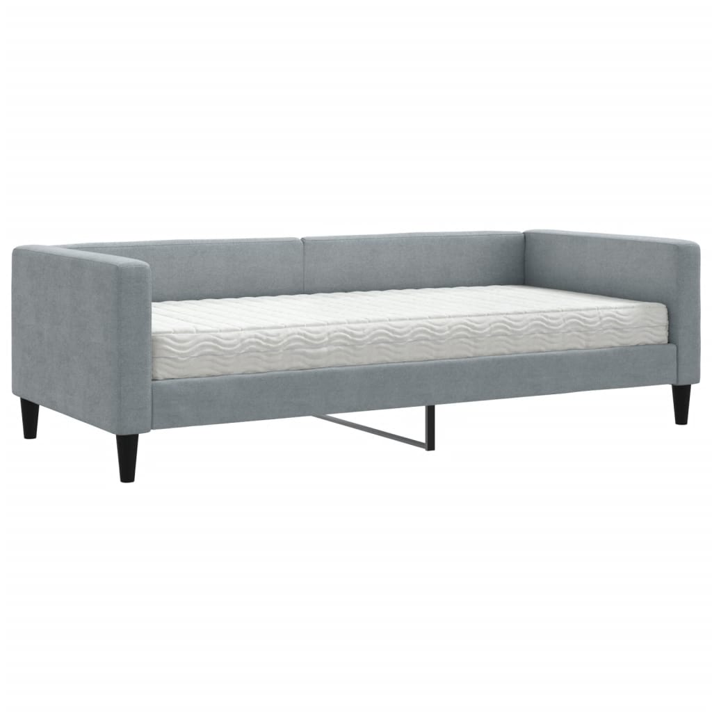 daybed med madras 90x190 cm stof lysegrå