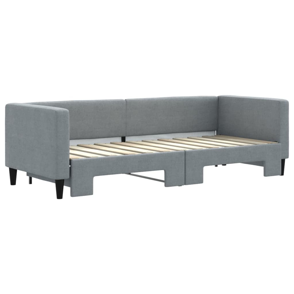 daybed med udtræk 80x200 cm stof lysegrå