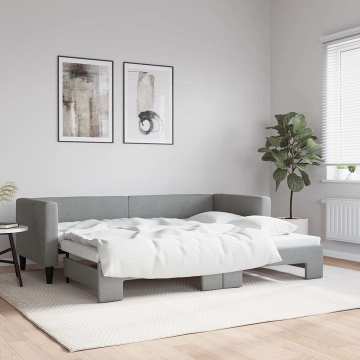 daybed med udtræk 80x200 cm stof lysegrå