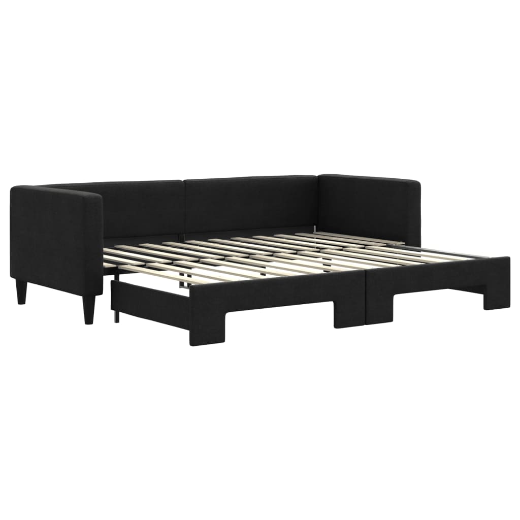 daybed med udtræk 80x200 cm stof sort