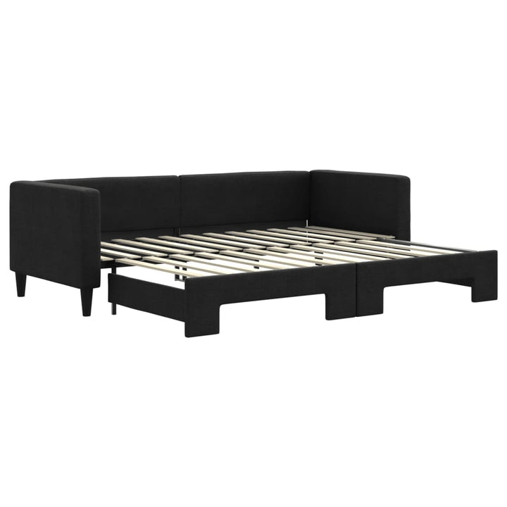 daybed med udtræk 80x200 cm stof sort